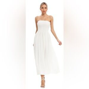 NWT Aigeman Women Strapless Tube Maxi Dress Flowy Swing Long Sundress